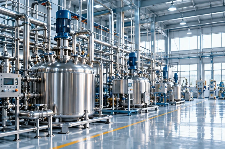 Modern stainless-steel chemical manufacturing facility